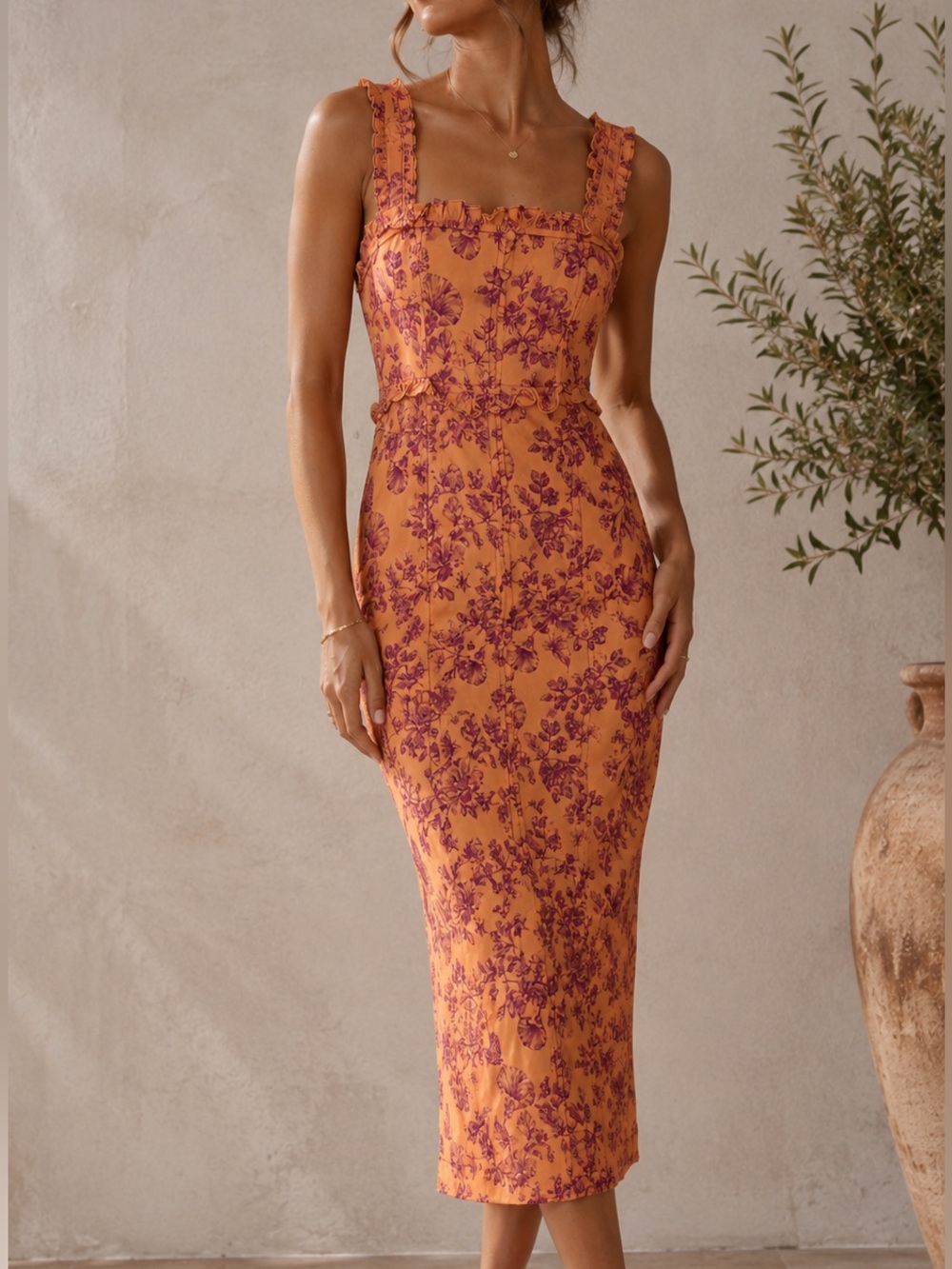 Anthropologie Linden Slim Square Neck Dress